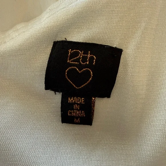 12th Tribe White Spaghetti Strap Tiered Babydoll Dress Size Medium - Picture 4 of 5